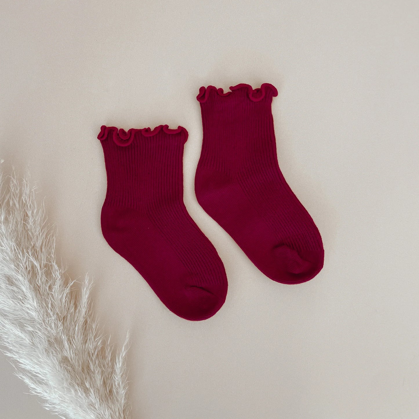 Blossom & Pear || Frill Socks - Red