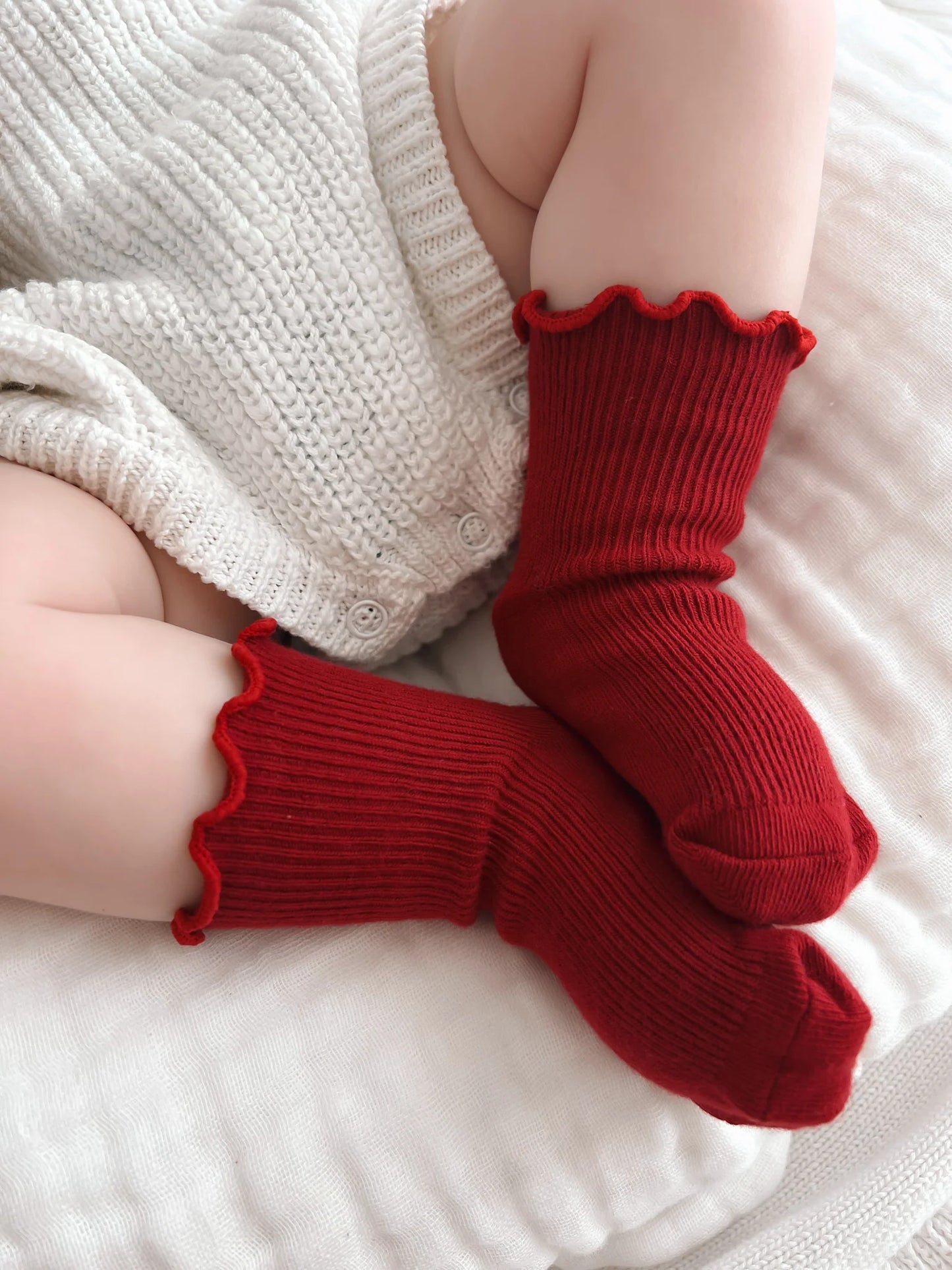 Blossom & Pear || Frill Socks - Red