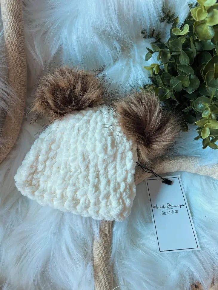 Hart Strings || Double Pom Crochet Hat